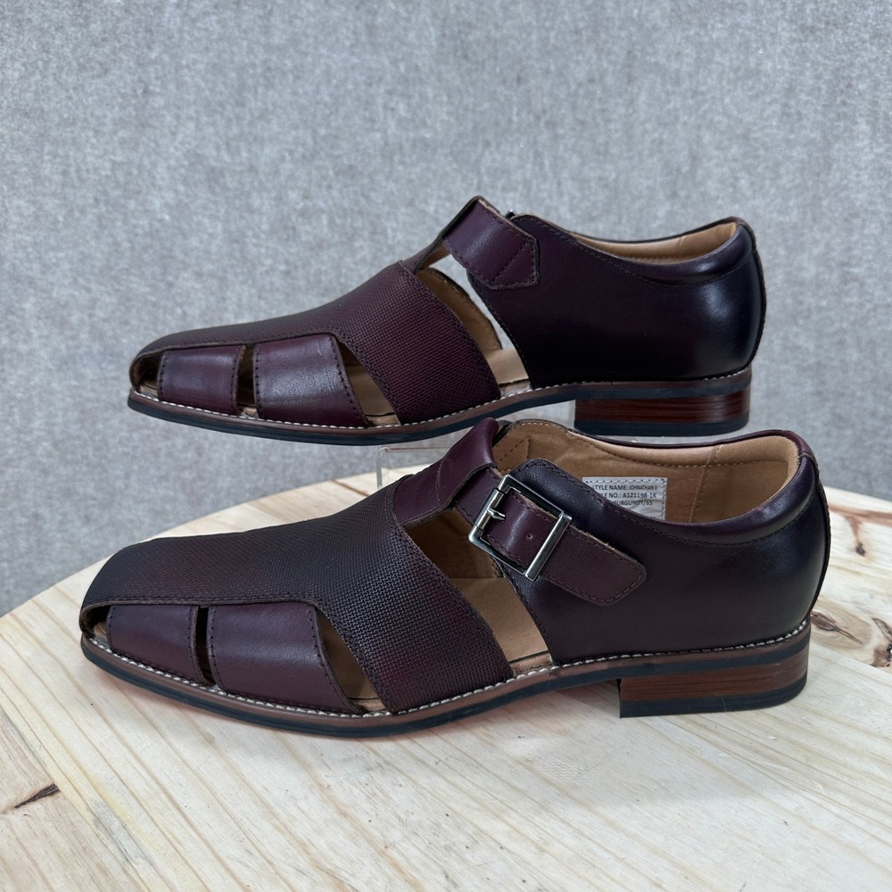 NWOB La Milano Fisherman Sandals Mens 10 Burgundy Leather Woven